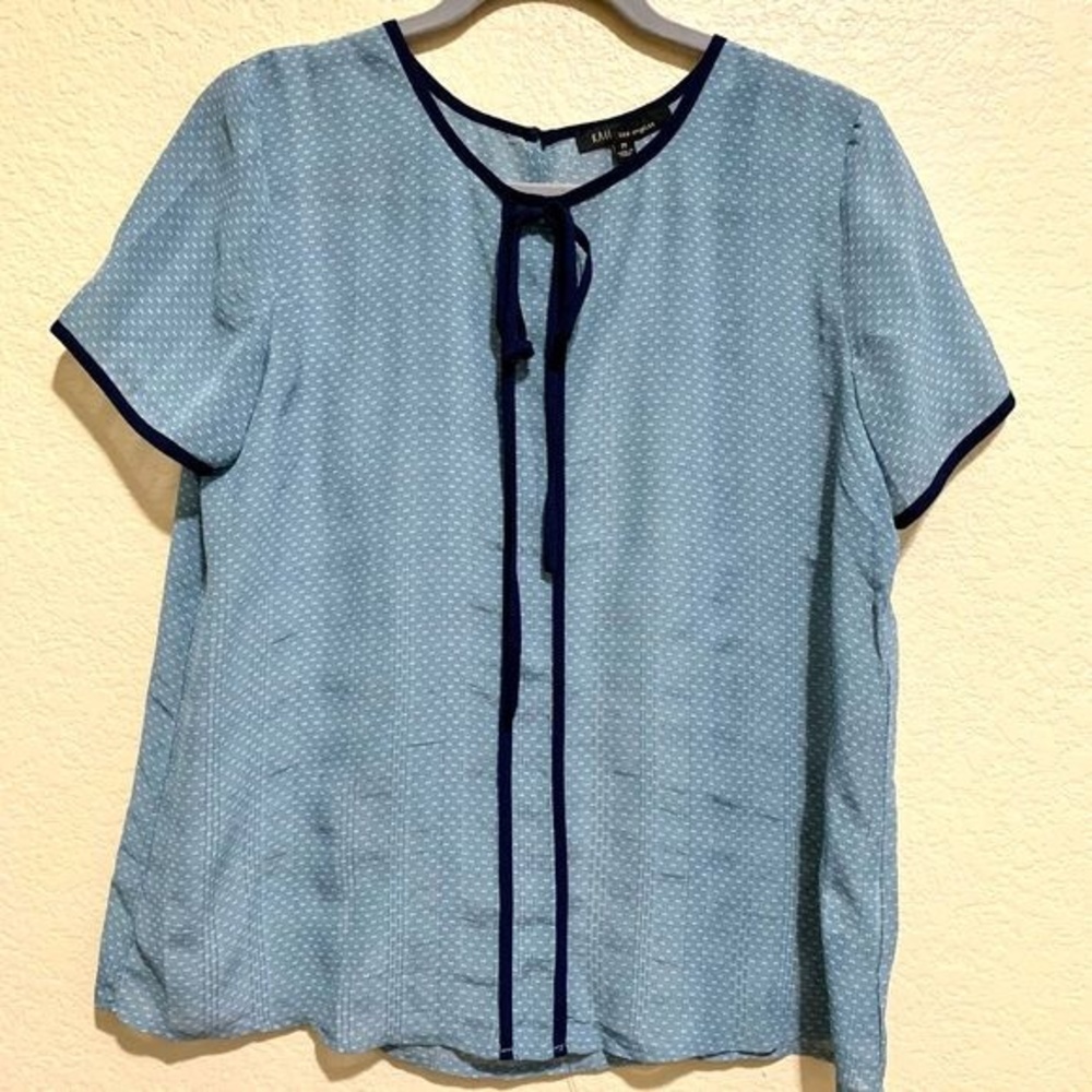 Kaii Los Angeles Blue blouse women short sleeve sheer top size M